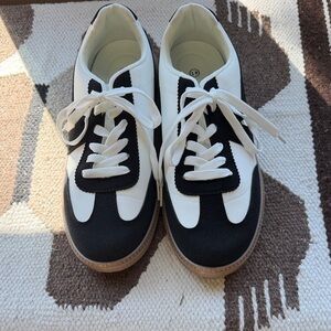 Black and White Lace-Up Sneakers
